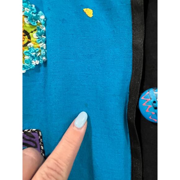 Indigo Moon Patchwork Jacket XL (16-18) Embroidered Art to Wear Boho - Picture 5 of 7